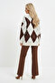 Crew Neck Diamond Patterned Knitwear Sweater - 4