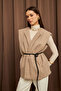 Women's Cream Belted Cashmere Vest
