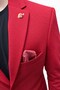 Men's Red Dobby Fabric Blazer Jacket – Single Button, Mono Collar, Double Slit Slim Fit - 4