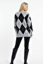 Crew Neck Diamond Patterned Knitwear Sweater - 5