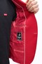 Men's Red Dobby Fabric Blazer Jacket – Single Button, Mono Collar, Double Slit Slim Fit - 5