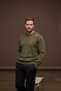 0 Collar Baklava Pattern 100% Cotton Khaki Knitwear Sweater