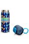 Kids Navy Blue Neon Yellow Patterned Steel Thermos with Straw and Direct Drinking 500 ml 31935 - 7
