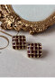 Steel Burgundy Knitted Earrings - 3