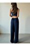 Design Loose Fit Dark Blue Relax Women's Trousers - 5