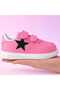 Black Glitter Star Printed Pink Girls' Sneakers