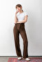 Women's Coffee Buttoned Modal High Waist Trousers |   Relaxed Fit, Stretch Fabric , Shaping / Sculpting , Casual & Office - 6