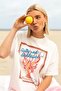 Women's Oversized T-Shirt Salty&Sunkissed Printed White – Crew Neck, 100% Cotton Compact Single Jersey 24/1 - 2