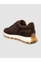 100% Genuine Suede Leather Brown Lace-Up Women's Sneakers - 5