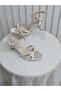 White Satin Pearl Detailed Platform Shoes - 2