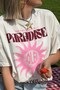 Women's Oversized T-Shirt Paradise Sundream Printed White – Crew Neck, 100% Cotton Compact Single Jersey 24/ - 2