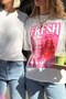 Women's Oversized T-Shirt Fresh Spark Printed White – Crew Neck, 100% Cotton Compact Single Jersey 24/1 - 5