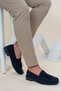 Navy Blue Suede Men's Loafer Shoes |   Casual Corcik Unisex Daily Shoes
