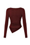 Women's Trend Asymmetrical Burgundy Blouse - 2