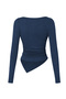 Women's Trend Asymmetrical Navy Blue Blouse - 2