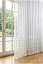 Bamboo Floor, Tulle Curtain with Skirt Tassels, Linen Look Natural Texture, 1 to 2 Sparse Pleats, Ecru - 7