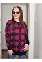 Women's Crew Neck Diamond Patterned Hijab Knitwear Sweater - 5
