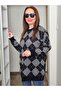 Women's Crew Neck Diamond Patterned Hijab Knitwear Sweater - 4