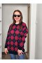 Women's Crew Neck Diamond Patterned Hijab Knitwear Sweater - 3