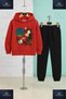 Children's Unisex 3-Piece Hooded Tracksuit Set with a Print of a Girl's Face in Green from Cicekten - 4