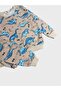 Boys' Cotton Fleece-Lined Beige Blue Dinosaur Patterned Long Sleeve Winter Pajamas Set - 5