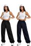 2-Piece High Waist Winter Fleece-Lined Unisex Full-Fit Elastic Leggings Sweatpants