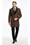 Men's Long Melton Coat Overcoat Jacket – Detachable Fur Collar, Lined and Pocketed Slim Fit - 4
