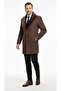 Men's Long Melton Coat Overcoat Jacket – Detachable Fur Collar, Lined and Pocketed Slim Fit