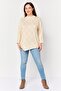 Women Mock Neck Long Sleeve Checkered Top, Beige - 4