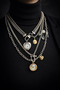 Vintage Style Multi Chain Necklace - Heart and Clock Detailed Charm Necklace Set - Melekcehobi Jewelry