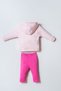 Baby Girl Zippered Collar Embroidered Summer Regular Fit Pink 3-Piece Baby Set Usb3021-C-V1 - 3