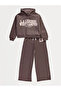 Hooded Sweatshirt and Sweatpants Set with Brown Back Graphic