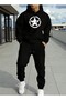 Hooded Tracksuit Set with Circle Star Print Design