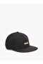 Men's Cotton Metallic Logo Label Adjustable Strap Black Sports Cap