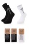 3-Piece Set, 2 Black, 1 White, Non-Slip Silicone Sole, Breathable Premium Football Fitness Running Athlete Socks - 3