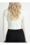 Women's Ecru Soft Textured Crew Neck Crop Sweater Nj10 - 3