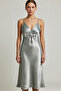 Women's Sage Green Satin Strap Long Nightgown