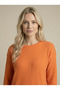 Women's Orange Soft Textured Crew Neck Sweater Nj11 - 2