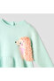 Round Neck Long Sleeve Peplum Sweater and Pants Set with Applique Accent - 3