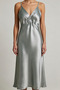 Women's Sage Green Satin Strap Long Nightgown - 2