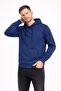 Men's Hooded 3 İplik İçi Şa Fleece-Lined Flow Sweatshirt Indigo - 2