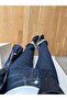 High-Waisted Jeans with Folded Cuffs - Navy Blue - 3