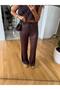 Messy Satin Pants - Brown - 5