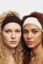 2 قطعة من رباط الشعر المرن المصنوع من القطن بنسبة 100% باللون الأبيض والبني