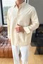 Long Sleeve Pocketed Oversized Shirt Beige - 3