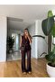 Messy Satin Pants - Brown - 4