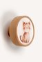 Wooden Children's Room Handle with Orange Cat Figure