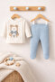 🌟   Teddy Bear Embroidered 3 Piece Newborn Baby Set - 4