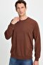 Men's 3-Piece Brown-Stone-Black Relax Fit Comfortable Cut 100% Cotton 2 Thread Crew Neck Sweatshirt - 2
