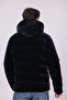 Men's Black Water and Windproof Nova Fabric Detachable Hooded Zipper Snap Detailed Inflatable Jacket - 7